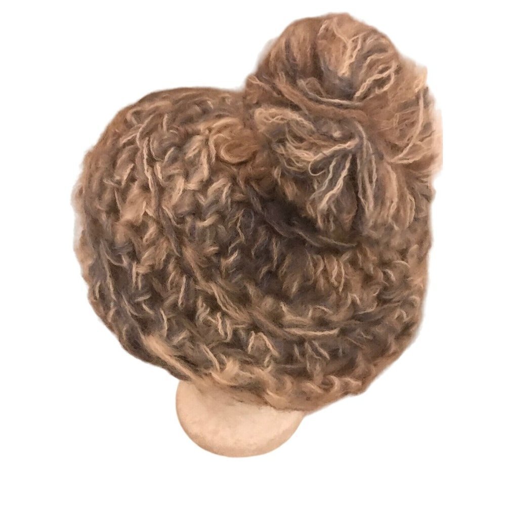 Giglio d'Oro Vintage Knit Cloche Hat Beret Made In Italy Tan Light Brown - Picture 2 of 5